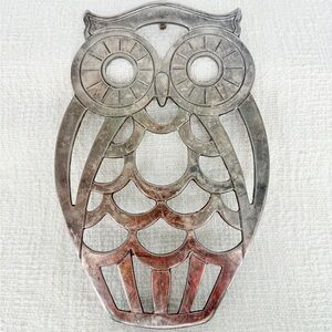 Leonard Silverplate Vintage Owl Large Trivet Hot Plate Size 10‎ 1/2 Inches